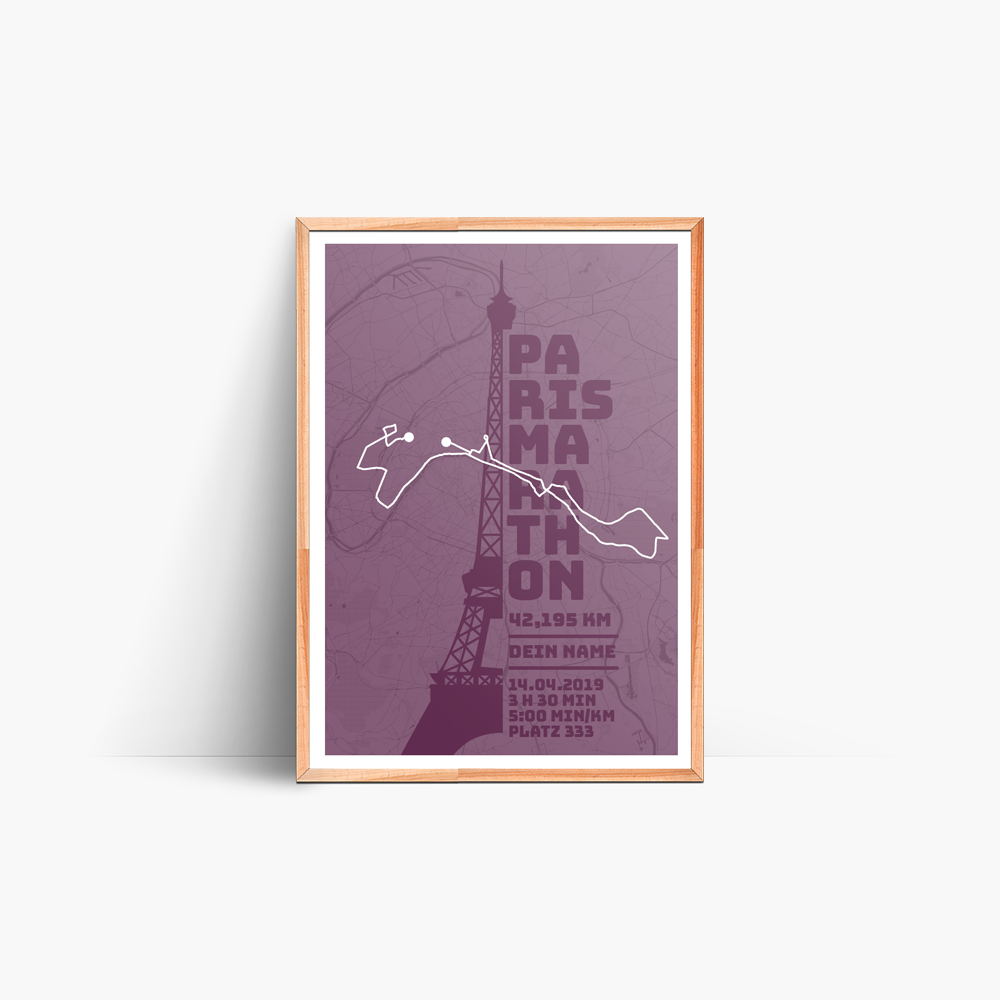 Paris Marathon-Poster – Deine Personalisierte Poster Erinnerung an den Marathon de Paris