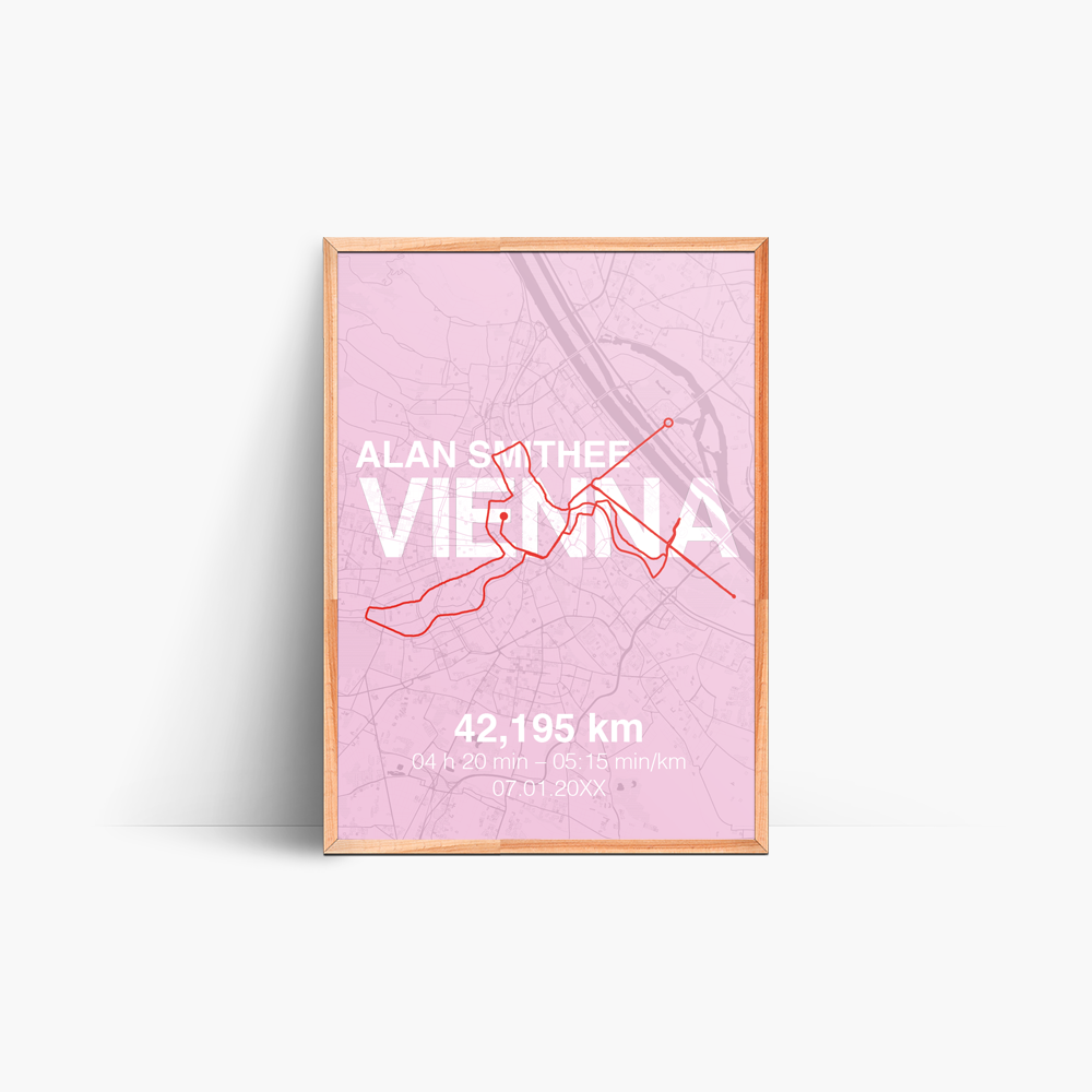 Wien Marathon/Halbmarathon-Poster – Deine Personalisierte Poster Erinnerung an den Vienna City Marathon