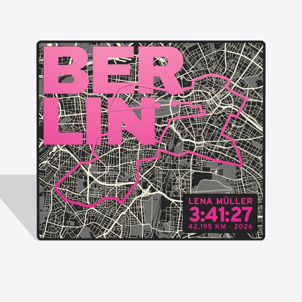 3D-Track Berlin von vorn: Strecke, Straßen und Wasser als Relief