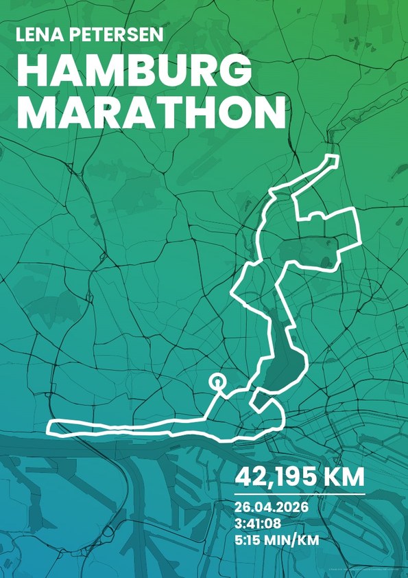 Bestzeit Küstenlauf als Poster mit Strecke