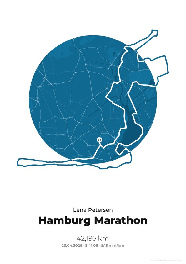 Medaille Alsterrunde als Poster mit Strecke