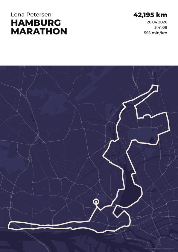 Laufposter Design Streckenplan Nachtlauf