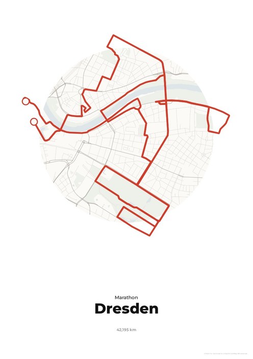 Dresden Marathon als Poster mit Strecke