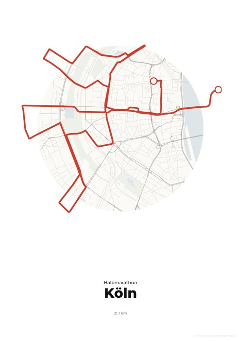 Poster mit der Strecke des Generali Köln Marathon – Halbmarathon
