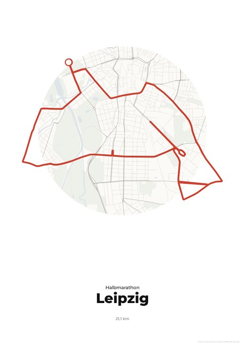 Poster mit der Strecke des Leipzig Marathon – Halbmarathon