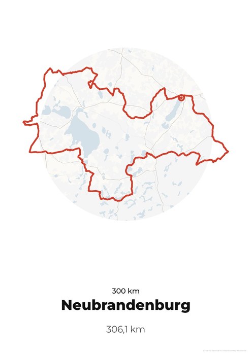 Poster mit der Strecke des Mecklenburger Seen Runde 300 km