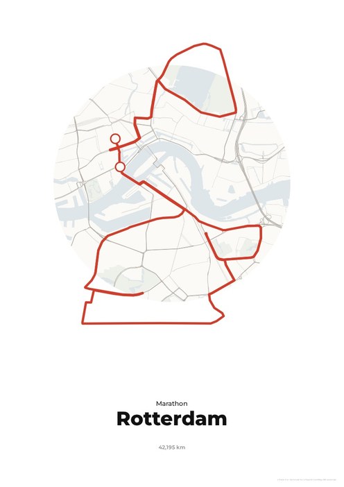 Poster mit der Strecke des NN Marathon Rotterdam