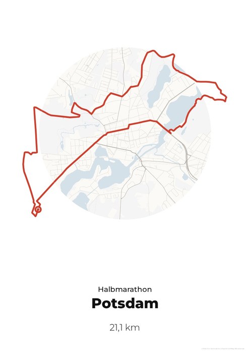 Poster mit der Strecke des Potsdamer Schlösserlauf Halbmarathon