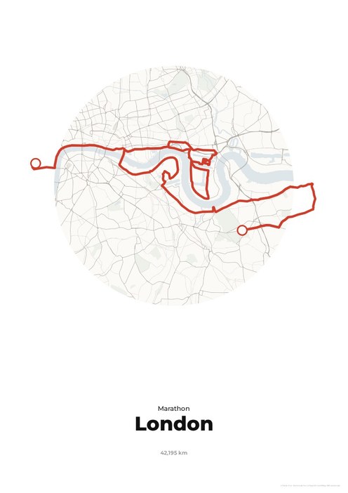 Poster mit der Strecke des TCS London Marathon