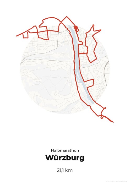 Poster mit der Strecke des Würzburg Halbmarathon