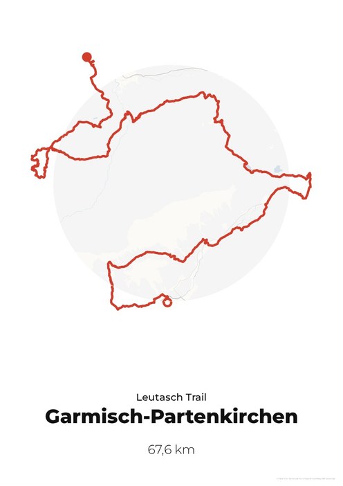 Poster mit der Strecke des Zugspitz Ultratrail Leutasch Trail