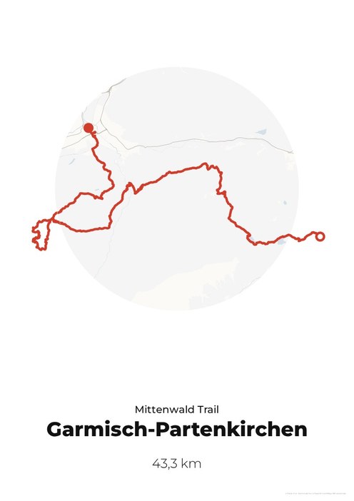 Poster mit der Strecke des Zugspitz Ultratrail Mittenwald Trail