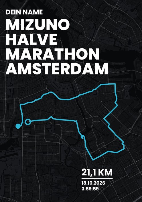 Mizuno Halve Marathon Amsterdam im Design Bestzeit Stirnlampe