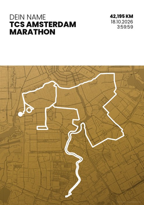 TCS Amsterdam Marathon im Design Zielband Treppchen