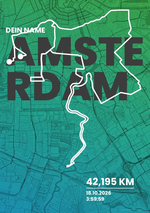 TCS Amsterdam Marathon im Design Fanplakat Küstenlauf