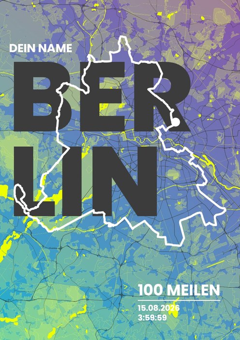 100MeilenBerlin – Der Mauerweglauf im Design Fanplakat Stadionlicht