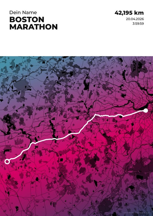 Boston Marathon im Design Streckenplan Endorphin