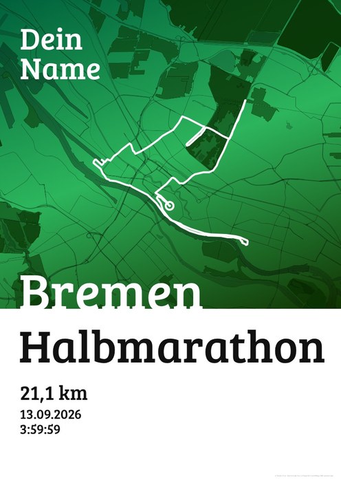 Bremen Halbmarathon im Design Urkunde Waldlauf