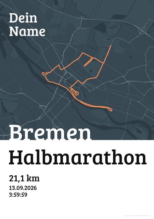 Bremen Halbmarathon im Design Urkunde Herbstlauf