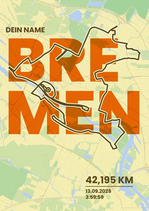 swb-Marathon Bremen im Design Fanplakat Morgenlauf