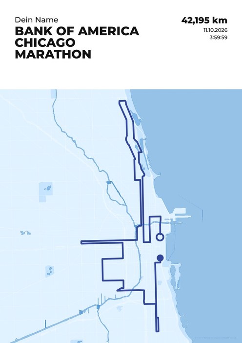 Bank of America Chicago Marathon im Design Streckenplan Regenlauf