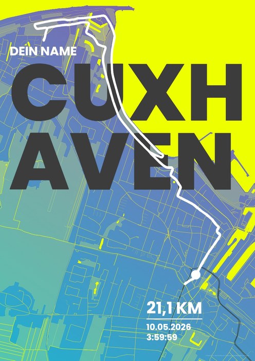 Cuxhaven Halbmarathon im Design Fanplakat Stadionlicht