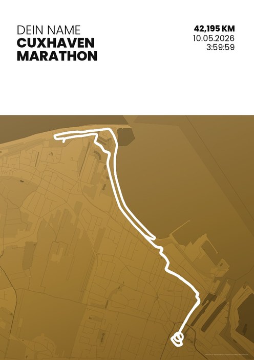 Cuxhaven Marathon im Design Zielband Treppchen
