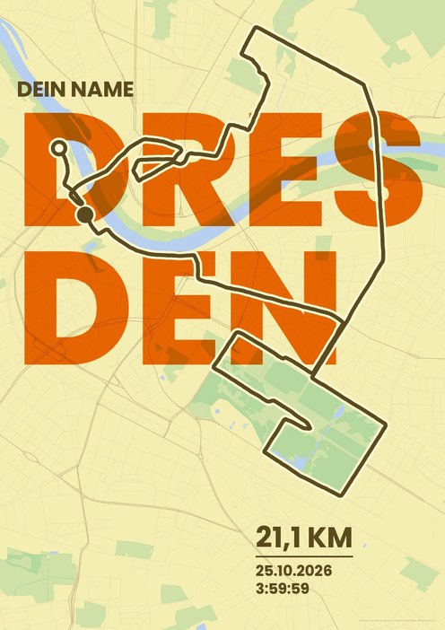 Dresden Marathon – Halbmarathon im Design Fanplakat Morgenlauf