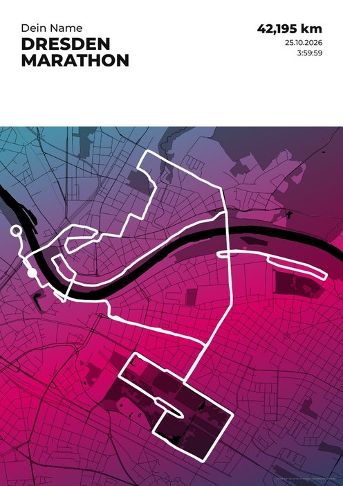 Dresden Marathon im Design Streckenplan Endorphin