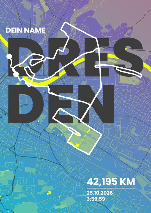 Dresden Marathon im Design Fanplakat Stadionlicht