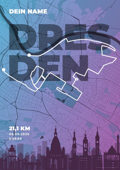 DresdenHALF im Design Skyline Blaue Stunde