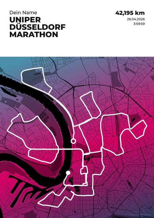 Uniper Düsseldorf Marathon im Design Streckenplan Endorphin