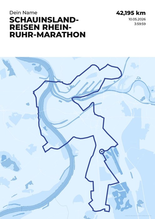 schauinsland-reisen Rhein-Ruhr-Marathon im Design Streckenplan Regenlauf
