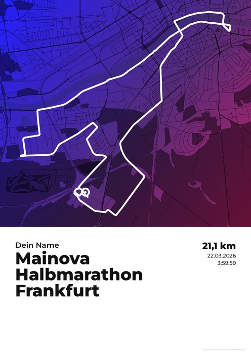 Mainova Halbmarathon Frankfurt im Design Zwischenzeit Zielparty
