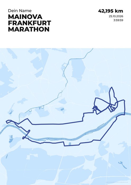 Mainova Frankfurt Marathon im Design Streckenplan Regenlauf