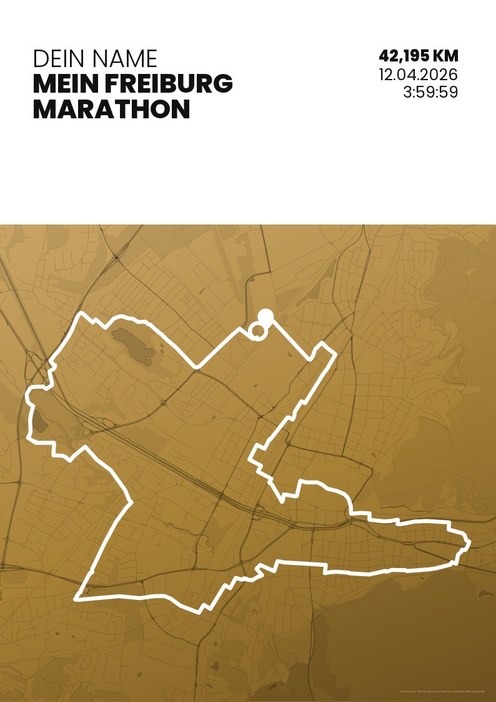 Mein Freiburg Marathon im Design Zielband Treppchen