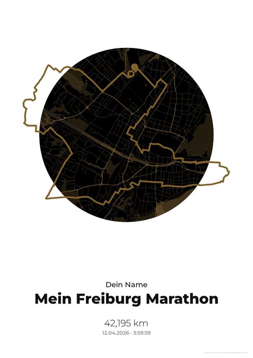 Mein Freiburg Marathon im Design Medaille Gold