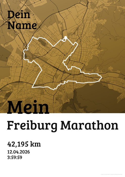 Mein Freiburg Marathon im Design Urkunde Siegerehrung