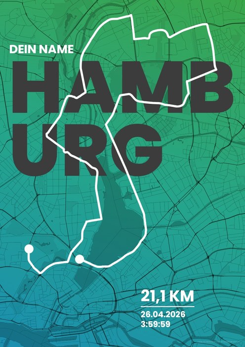 Haspa Marathon Hamburg – Halbmarathon im Design Fanplakat Küstenlauf