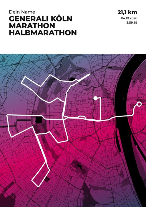 Generali Köln Marathon – Halbmarathon im Design Streckenplan Endorphin