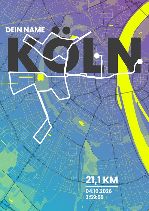 Generali Köln Marathon – Halbmarathon im Design Fanplakat Stadionlicht