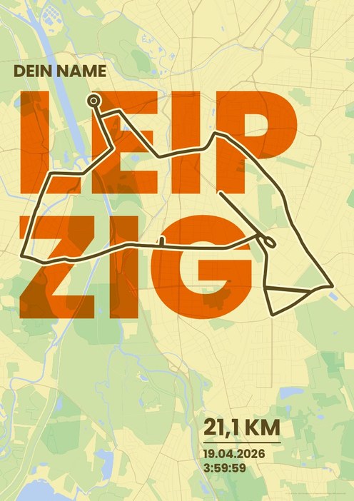 Leipzig Marathon – Halbmarathon im Design Fanplakat Morgenlauf