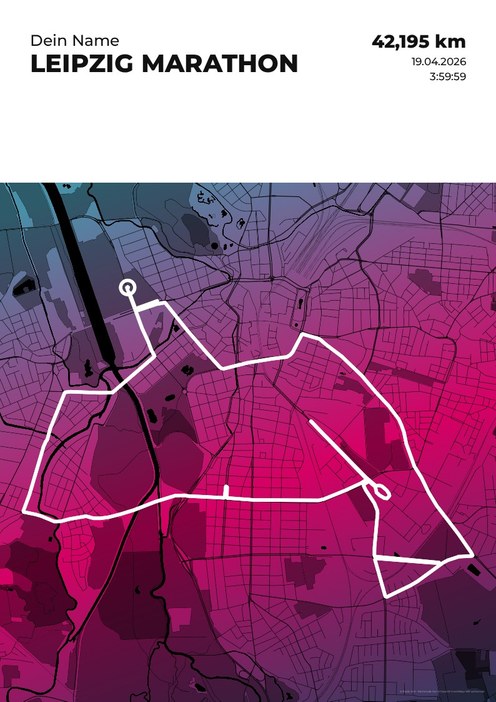 Leipzig Marathon im Design Streckenplan Endorphin