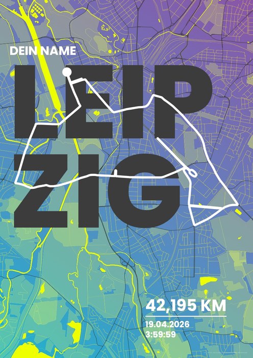 Leipzig Marathon im Design Fanplakat Stadionlicht