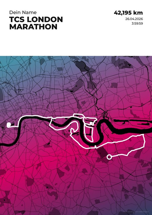 TCS London Marathon im Design Streckenplan Endorphin