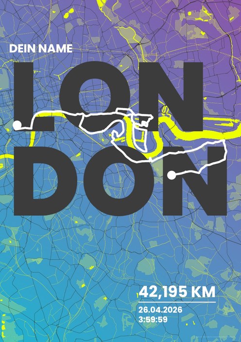 TCS London Marathon im Design Fanplakat Stadionlicht