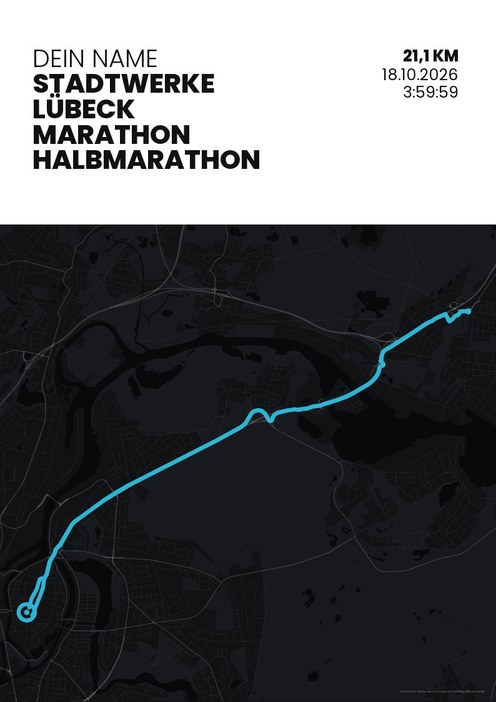 Stadtwerke Lübeck Marathon – Halbmarathon im Design Zielband Stirnlampe