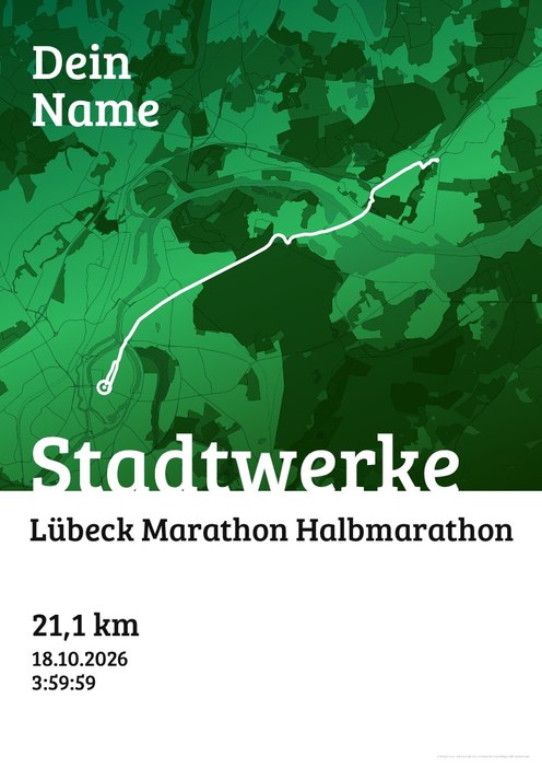 Stadtwerke Lübeck Marathon – Halbmarathon im Design Urkunde Waldlauf