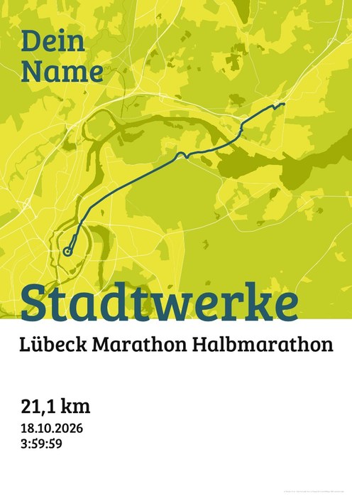 Stadtwerke Lübeck Marathon – Halbmarathon im Design Urkunde Isotonisch