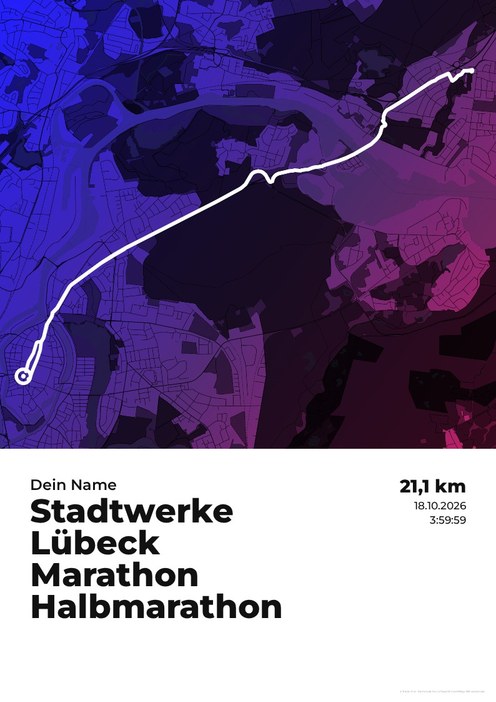 Stadtwerke Lübeck Marathon – Halbmarathon im Design Zwischenzeit Zielparty